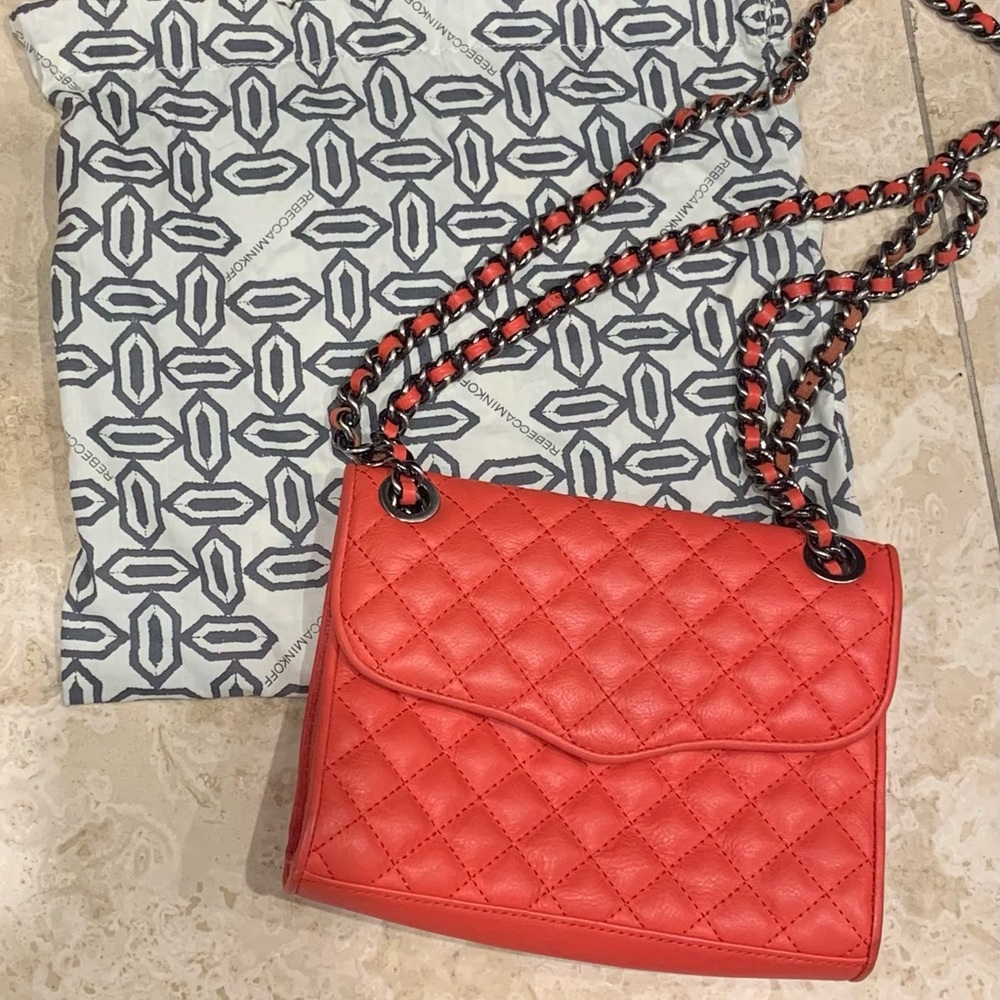 Rebecca Minkoff Neon Coral and Gunmetal Purse